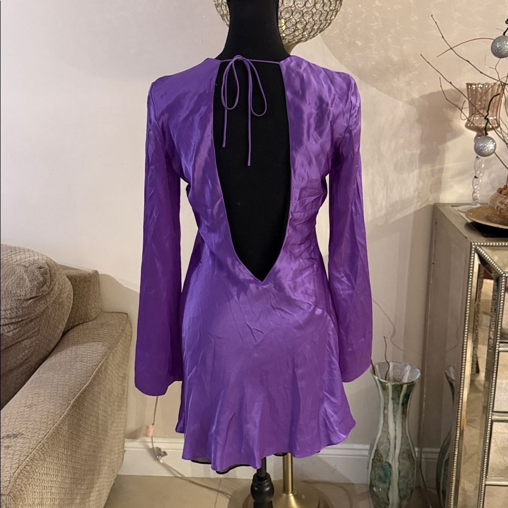 Amanda Uprichard Vibrant Purple Backless silk Dress size S - Picture 7 of 8